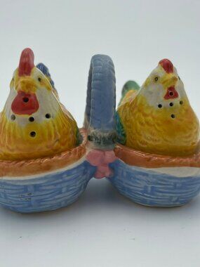 Vintage "Made in Occupied Japan" Chicken Salt & Pepper Set with Basket